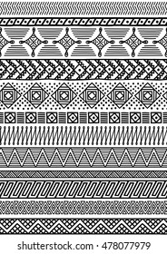 Ethnic seamless pattern. Black and white pattern for textile design. Vector illustration. 