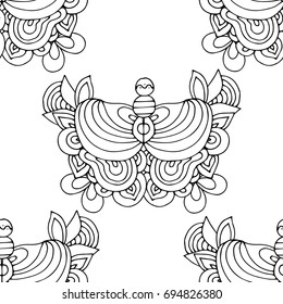 Ethnic seamless pattern, black and white, vector illustration, design for paper, fabric, Wallpaper. Indian style