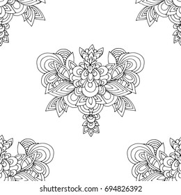 Ethnic seamless pattern, black and white , vector illustration, design for paper, fabric, Wallpaper. Indian style