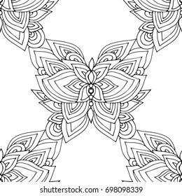 Ethnic seamless pattern, black and white , vector illustration, design for paper, fabric, Wallpaper. Indian style