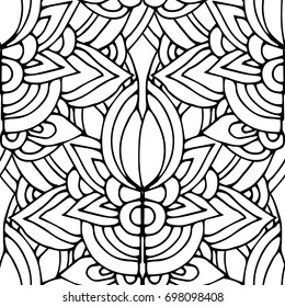 Ethnic seamless pattern, black and white , vector illustration, design for paper, fabric, Wallpaper. Indian style