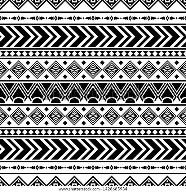 Ethnic Seamless Pattern Black White Color Stock Vector (Royalty Free ...