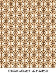 Patrón étnico sin fisuras. Ornamento de Boho ikat. Se puede utilizar para la ilustración vectorial textil, de papel pintado, marrón y naranja. Diseño gráfico tribal.