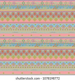 Ethnic seamless pattern. Boho motif. Tribal print. Old abstract geometric background, Fabric design