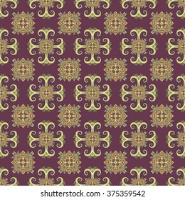 Ethnic seamless pattern. Boho ornament. Vintage decorative elements. Tribal art print, repeatable background. Abstract floral plant. Hippie, Indian, fantasy, oriental pattern. Fabric design, wallpaper