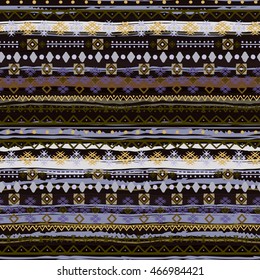 Ethnic seamless pattern. Boho print. Old background texture. Brush strokes, floral, geometric ornament.  Carpet