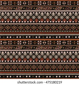 Ethnic seamless pattern. Boho print. Old background texture. Pixel, dots. Geometric shapes. Wallpaper