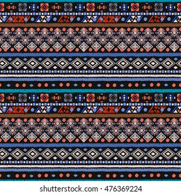 Ethnic seamless pattern. Boho print. Old background texture. Pixel, dots. Geometric shapes. Wallpaper