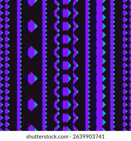 Ethnic seamless pattern in boho style in blue and purple shades. Tribal pattern. Folk motif. Textile rapport. For ethnic patterns and textile solutions