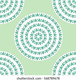 Ethnic seamless pattern with circles, dots, triangles. Tribal background. Vector illustration.