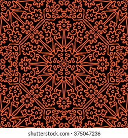 Ethnic seamless pattern. Clay decor, fashion style pattern background with tribal shape elements. Hand drawn ornament, vector illustration