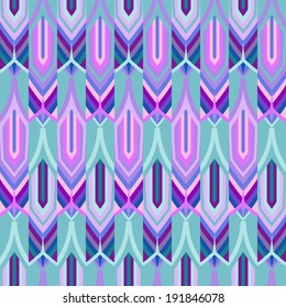 Ethnic seamless pattern in cold tones, Aztec style