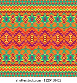 Ethnic seamless pattern. Colorful geometric design for textile, backgrounds, web, wrapping paper, package etc.