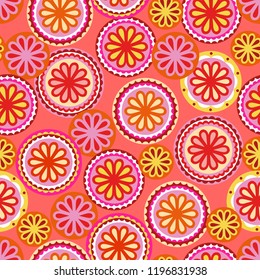 Ethnic seamless pattern. Decorative circular floral ornaments.