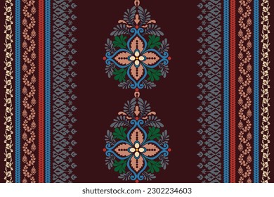Ethnic seamless pattern design. Aztec fabric motif boho mandalas textile decorative wallpaper. Tribal native motif carpet India traditional embroidery vector background 