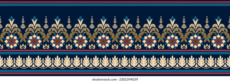 Ethnic seamless pattern design. Aztec fabric motif boho mandalas textile. Tribal carpet India traditional embroidery vector background 