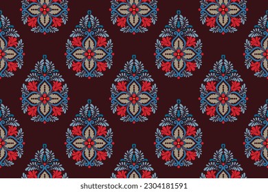 Diseño de patrones interminables. Tela azteca motivos boho mandalas papel decorativo textil. Moqueta tribal de origen nativo India tradicional de bordado fondo vectorial 