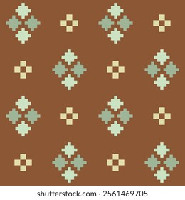 Ethnic seamless pattern design with deep brown background vector