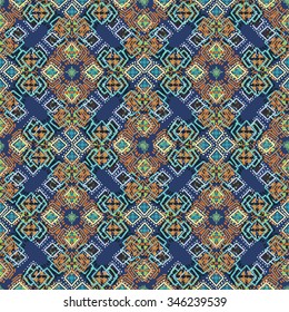Ethnic seamless pattern design. Tribal art print. Abstract folkloric background texture 