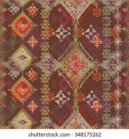 Ethnic seamless pattern design. Tribal art print. Abstract folkloric background texture 