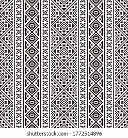 Ethnic seamless pattern design vector black white color