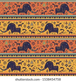 Ethnic seamless pattern with doodle ornaments. Vector illustration for textile fashion ready for print.