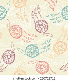 Ethnic seamless pattern with dreamcatcher 
