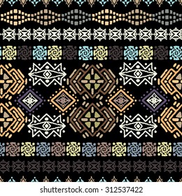 Ethnic seamless pattern. Ethno boho repeating ornament. Tribal art background. Fabric design, wallpaper, wrapping