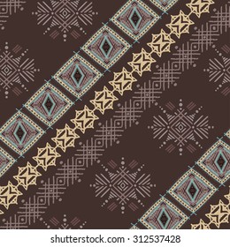 Ethnic seamless pattern. Ethno boho repeating ornament. Tribal art background. Fabric design, wallpaper, wrapping