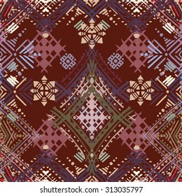 Ethnic seamless pattern. Ethno boho repeating ornament. Tribal art background. Abstract texture. Fabric, cloth design, wallpaper, wrapping