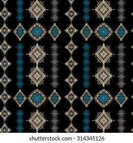 Ethnic seamless pattern. Ethno boho repeating ornament. Tribal art background. Abstract texture. Fabric, cloth design, wallpaper, wrapping