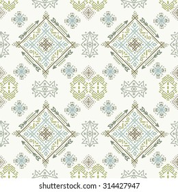Ethnic seamless pattern. Ethno boho repeating ornament. Tribal art background. Abstract texture. Fabric, cloth design, wallpaper, wrapping