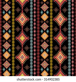 Ethnic seamless pattern. Ethno boho repeating ornament. Tribal art background. Abstract texture. Fabric, cloth design, wallpaper, wrapping