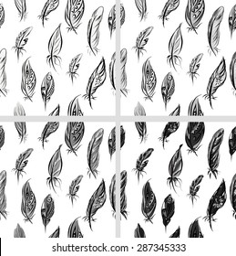 Ethnic seamless pattern with Feathers. Ethnic seamless pattern in native style.