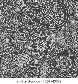 Ethnic seamless pattern. Floral pattern background with indian ornament with paisley.
