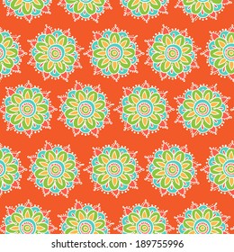 Ethnic seamless pattern. Floral pattern background with indian ornament