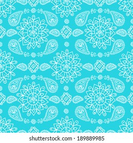 Ethnic seamless pattern. Floral pattern background with indian ornament.
