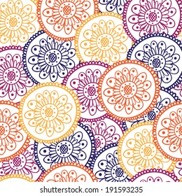 Ethnic seamless pattern. Floral pattern background with indian ornament.