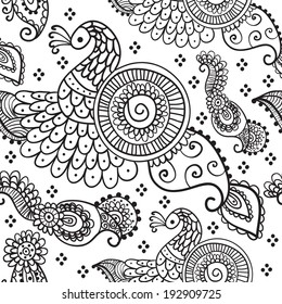 Ethnic seamless pattern. Floral pattern background with indian ornament.