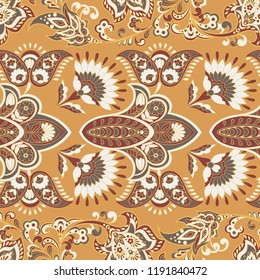 Ethnic seamless pattern with floral elements. Vector background