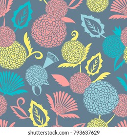 Ethnic seamless pattern with floral elements.