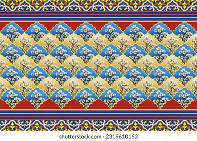 ethnic seamless pattern flowers moroccan style.  Vector design for fabric, carpet, tile, embroidery, wrapping, wallpaper and background