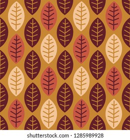 Ethnic seamless pattern of foliage, jungle leaves. African, native style.