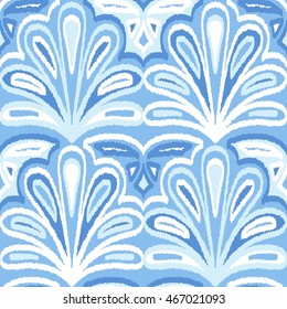 Ethnic seamless pattern with folk floral print. Stylized handmade textile.