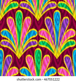 Ethnic seamless pattern with folk floral print. Stylized handmade textile.