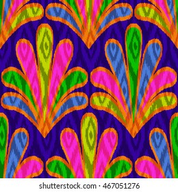 Ethnic seamless pattern with folk floral print. Stylized handmade textile.