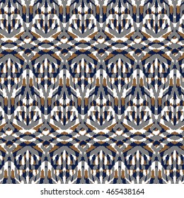 Ethnic seamless pattern with folk print. Stylized handmade textile