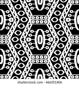 Ethnic seamless pattern with folk print. Stylized handmade textile