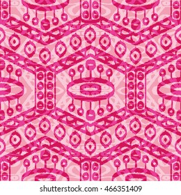 Ethnic seamless pattern with folk print. Stylized handmade textile