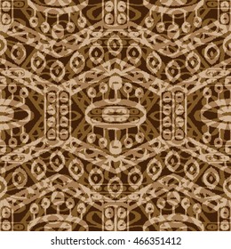 Ethnic seamless pattern with folk print. Stylized handmade textile.